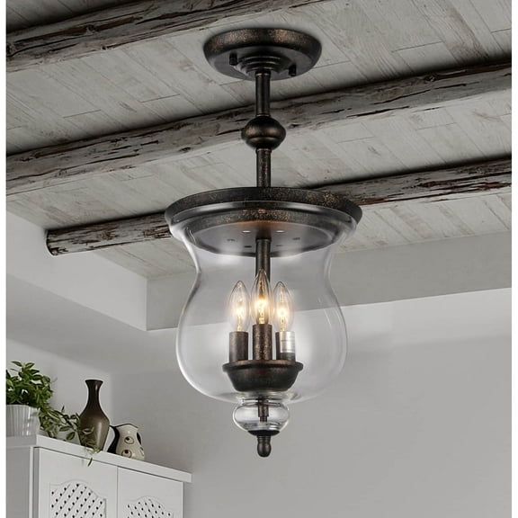 Warehouse of Tiffany Madigan 3-light Clear Glass 10-inch Antique Pendant Lamp