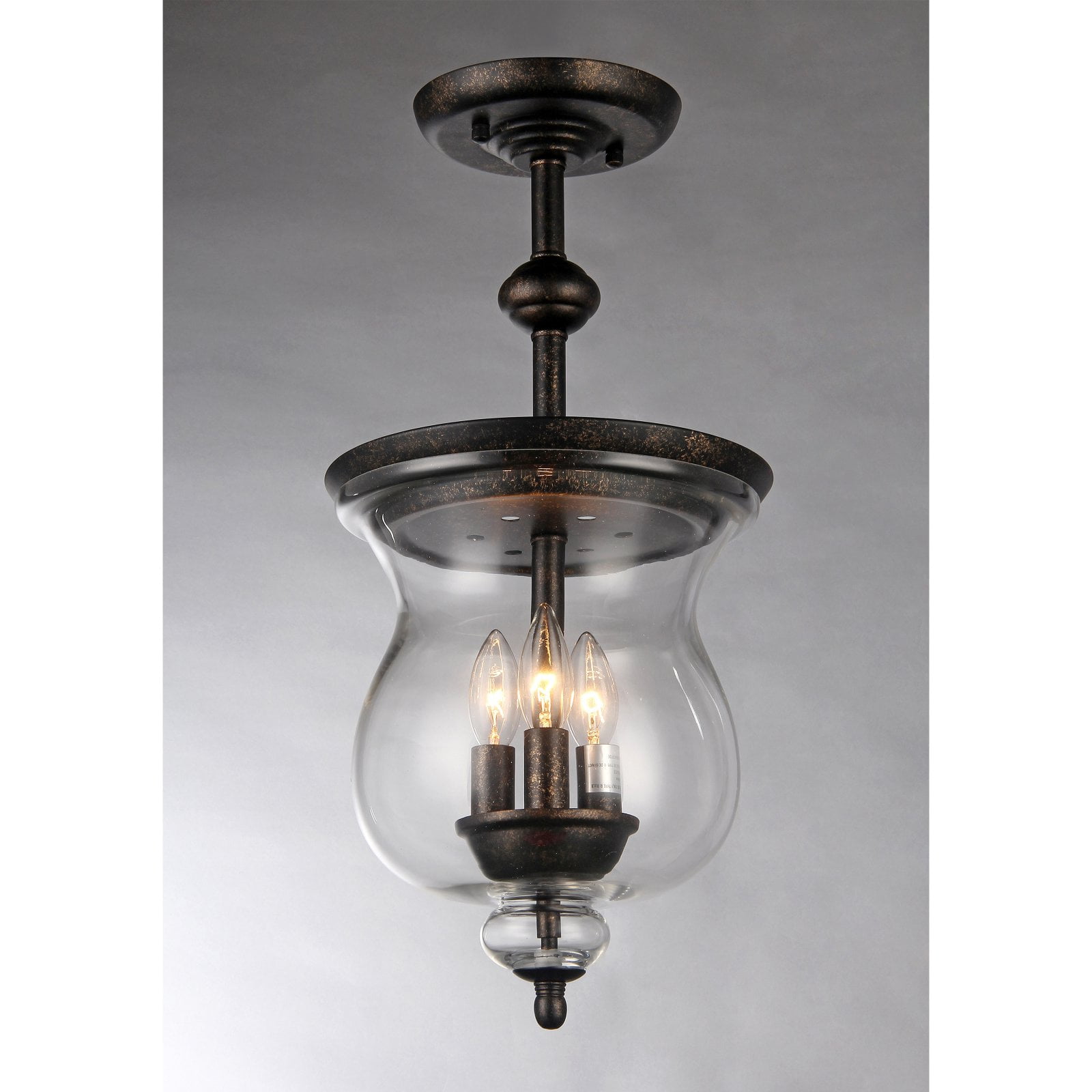 Madigan 17" Antique Brass Bowl Pendant Lamp with Clear Glass