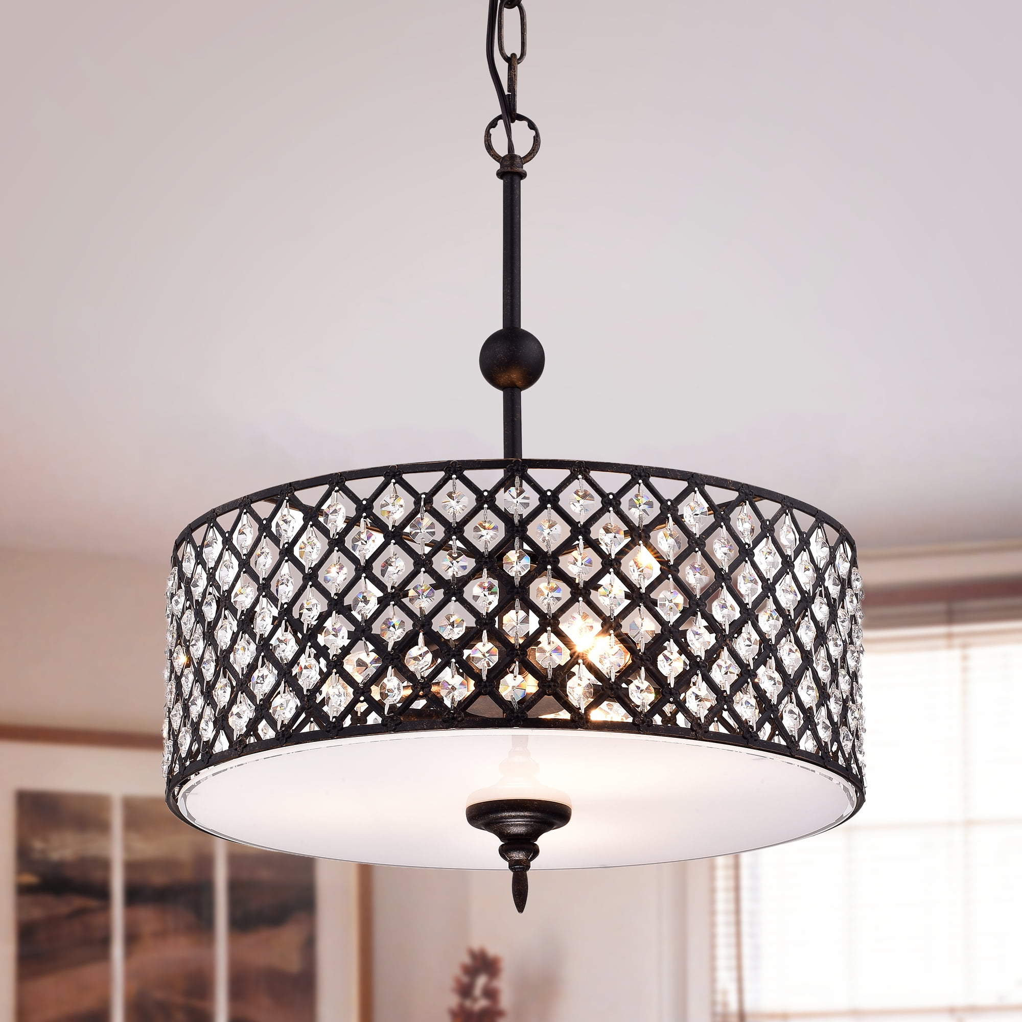 Warehouse of Tiffany IMP52E-3AC 3-Light Mahav Chandelier with Crystals - Antique Copper, image size:2000x2000