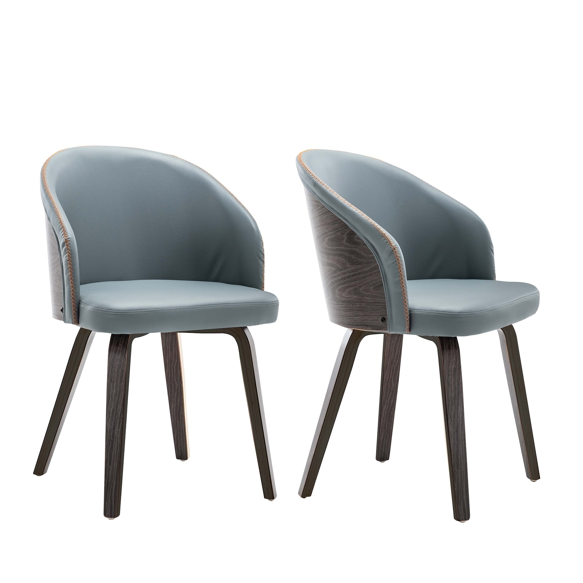 Warehouse of Tiffany Maynau PU Leather & Wood Upholstered Dining Arm Chairs (Set 2)