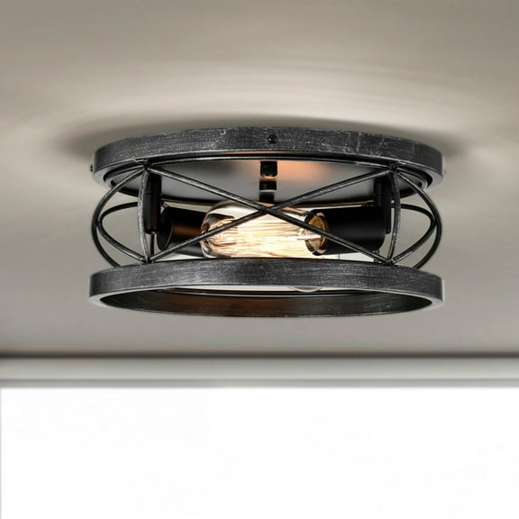 Warehouse of Tiffany Mico 12 Inch Industrial Flush Mount 2-Light
