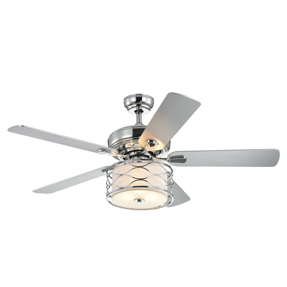 Warehouse of Tiffany Moira 52" Chrome formal E12 Standard Indoor Lighted Ceiling Fan
