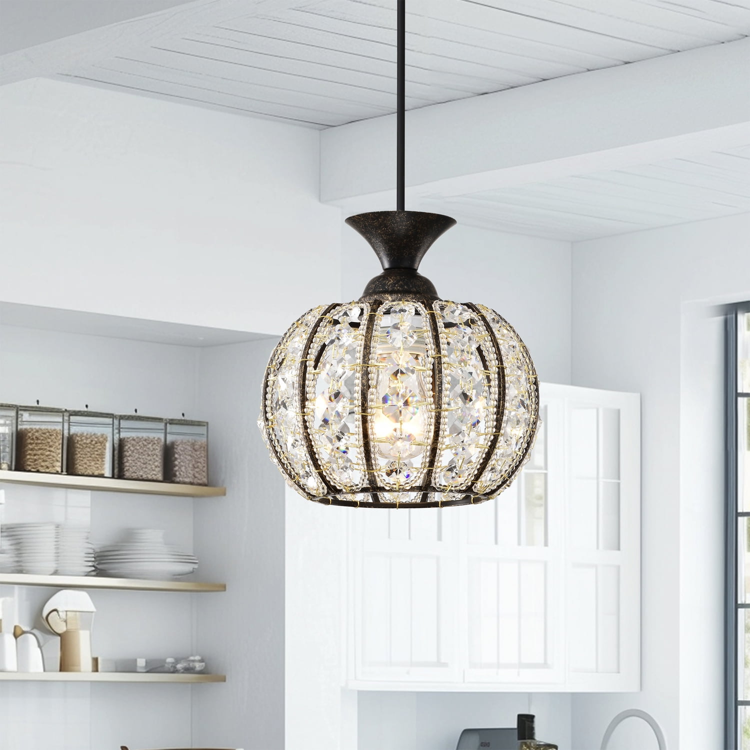Doree 7.5 in. 1-Light Indoor Antique Bronze Finish Pendant Light