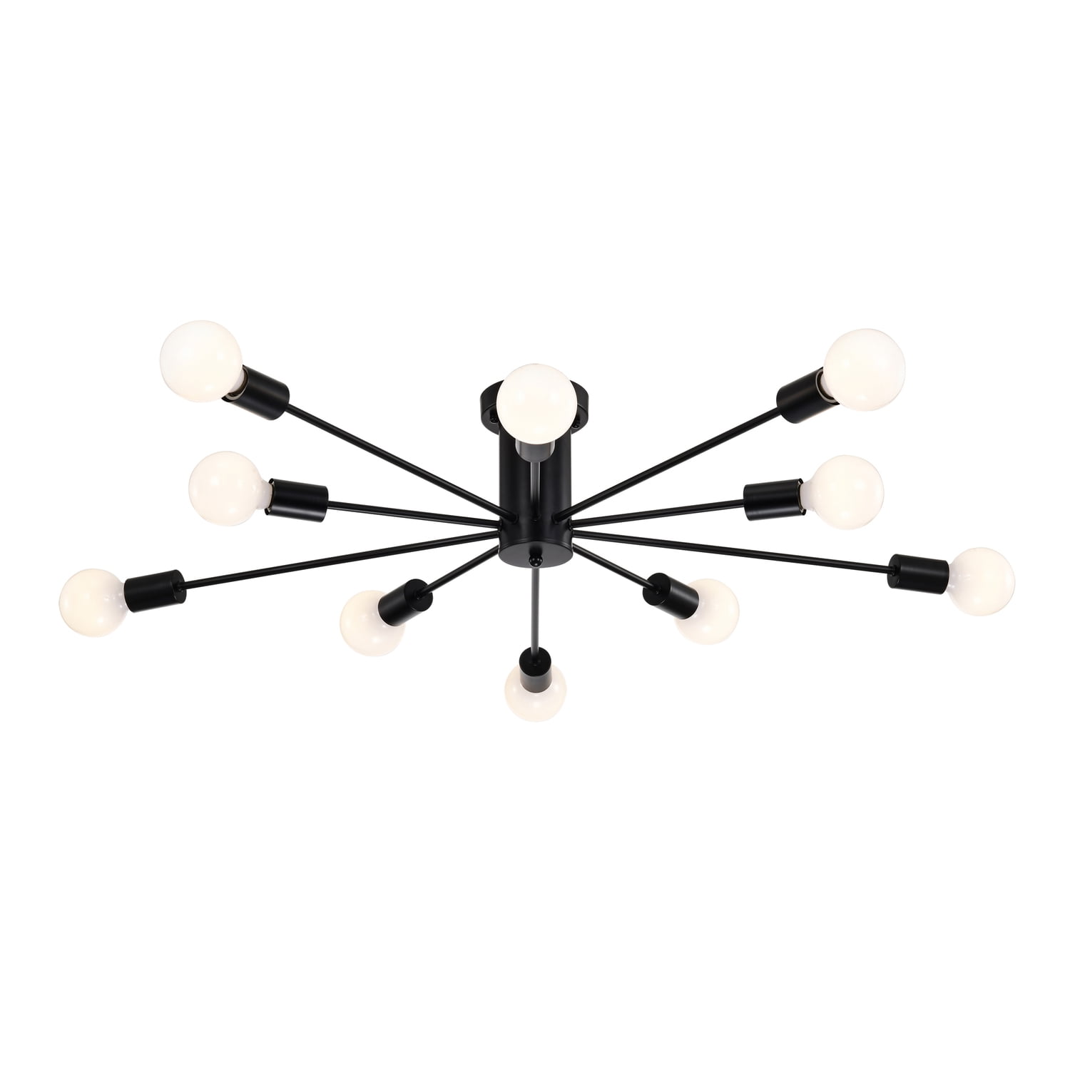 Pimlin 38 in. 10-Light Indoor Matte Black Finish Semi-Flush Mount Ceiling Light