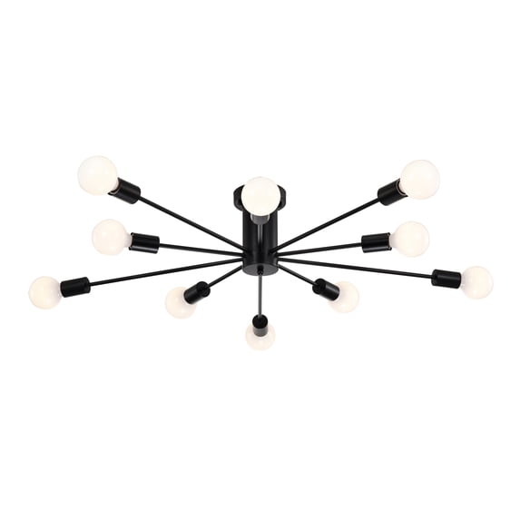 Pimlin 38 in. 10-Light Indoor Matte Black Finish Semi-Flush Mount Ceiling Light