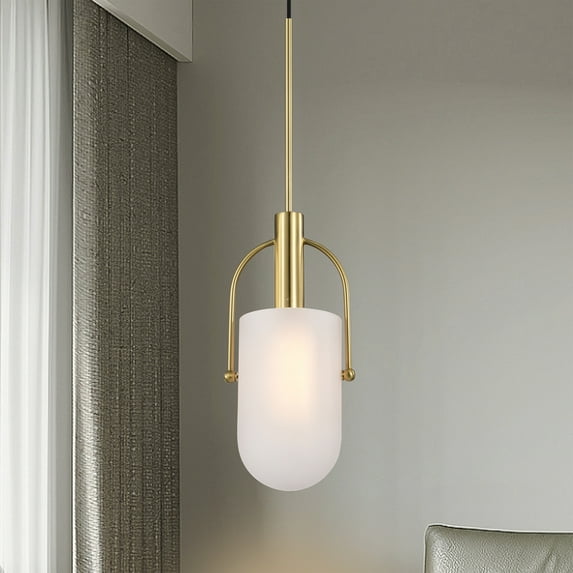 Palmella 7.5 in. 1-Light Indoor Brass Finish Pendant Light with Light Kit