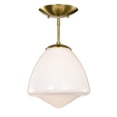 thumbnail image 1 of Zylo 11 in. 1-Light Indoor Brass Finish Semi-Flush Mount Ceiling Light, 1 of 4