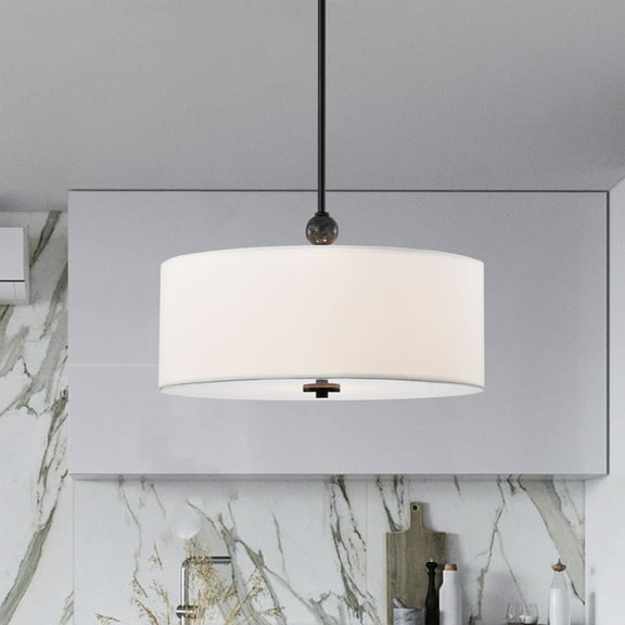 Lumi 17.7 in. 3-Light Indoor Matte Black and White Finish Chandelier