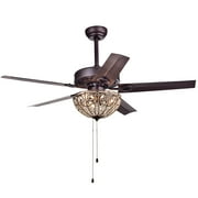 Warehouse of Tiffany Oil Rubbed Bronze 5-blade 48-inch Crystal Ceiling Fan (Optional Remote) Antique Bronze Pull Chain