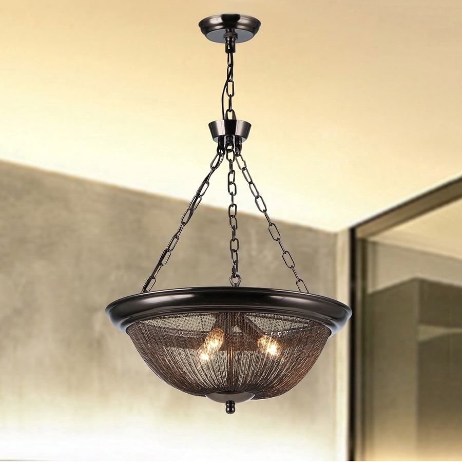 Dark Bronze 21-inch Mesh Bowl Pendant