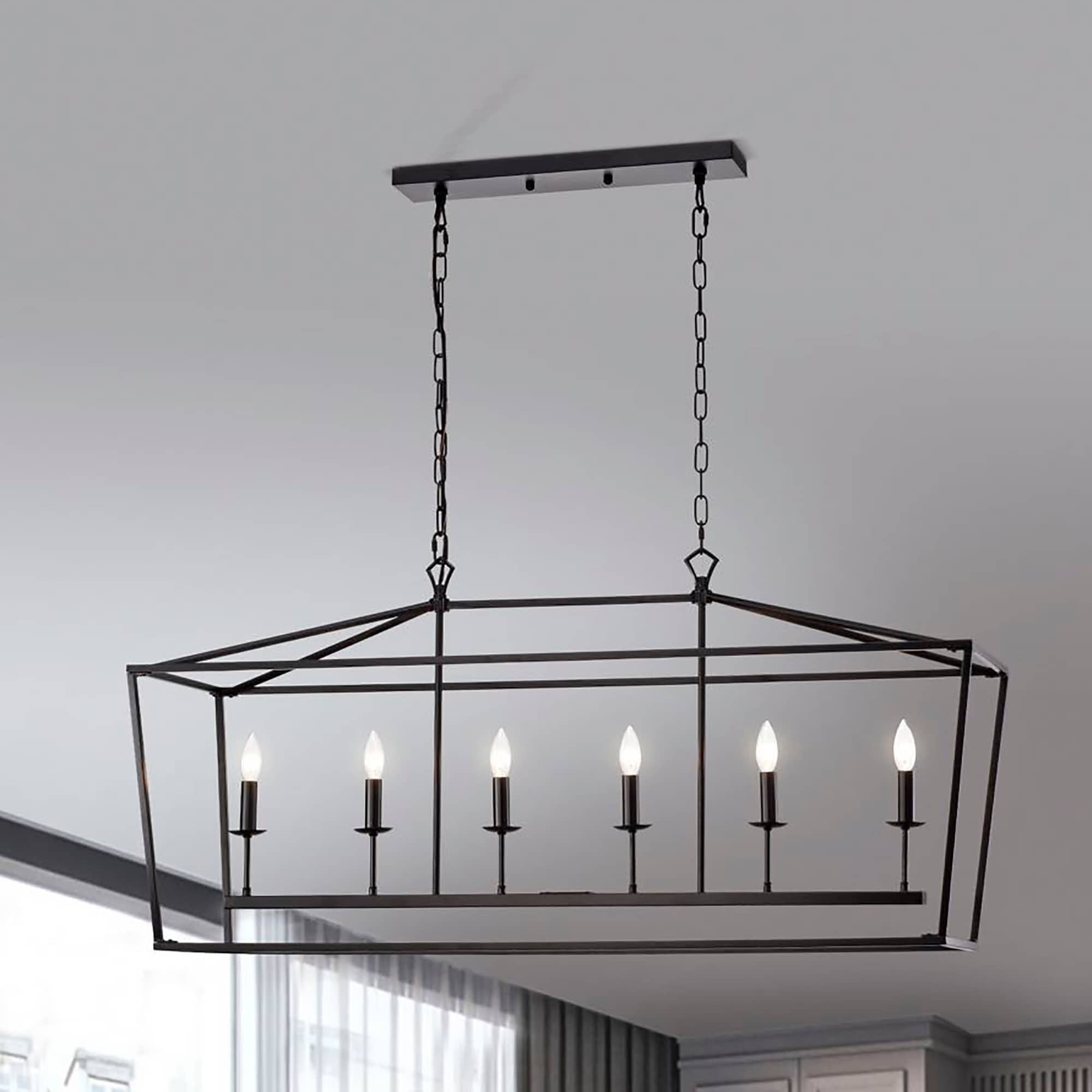 Warehouse of Tiffany PD007/6MB Jayce 22.8 in. 6-Light Indoor Matte Black Finish Chandelier with Light Kit