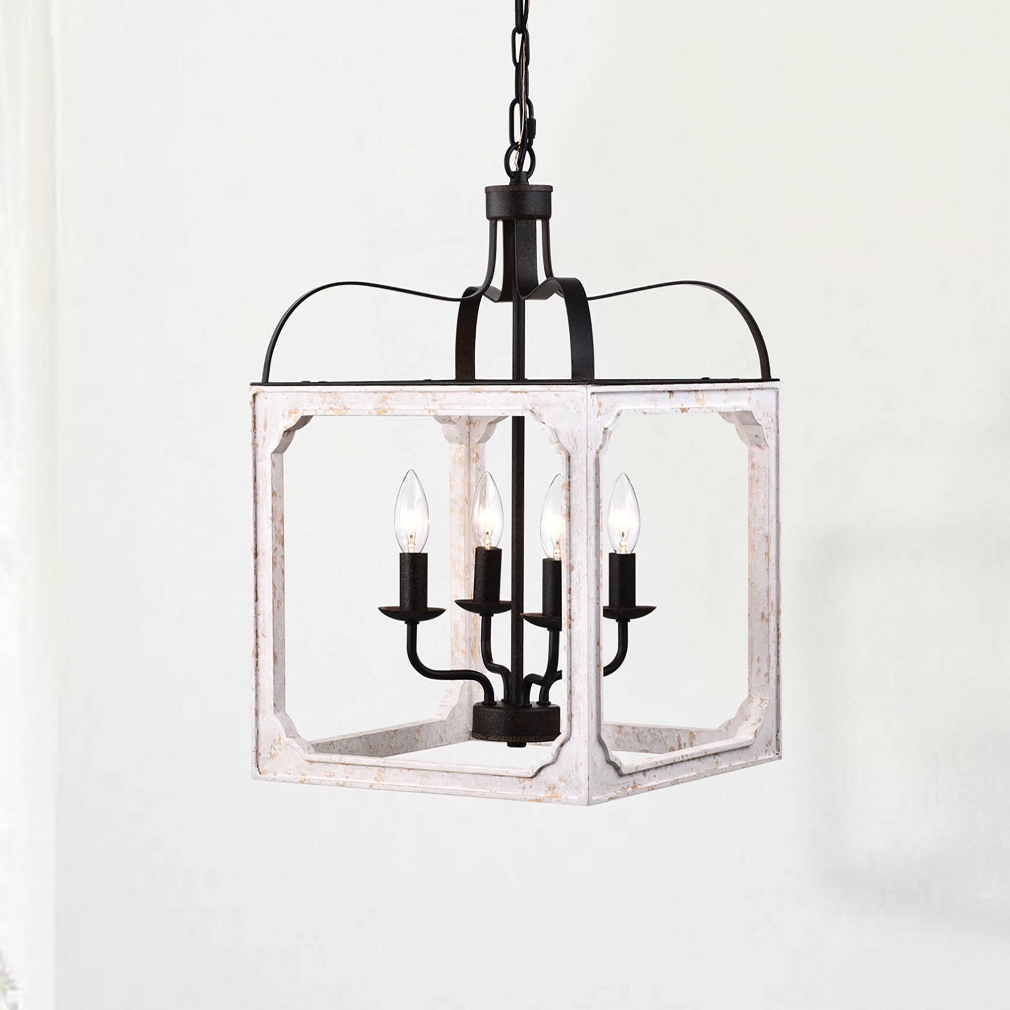 Valeria 14 in. 4-Light Indoor Weathered White Finish Chandelier with Light Kit
