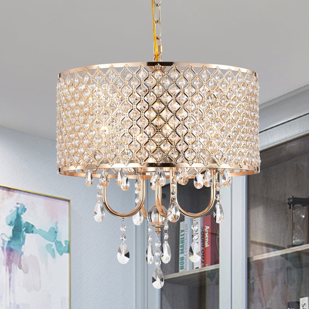 Lucilia 18" Polished Copper and Crystal Chandelier
