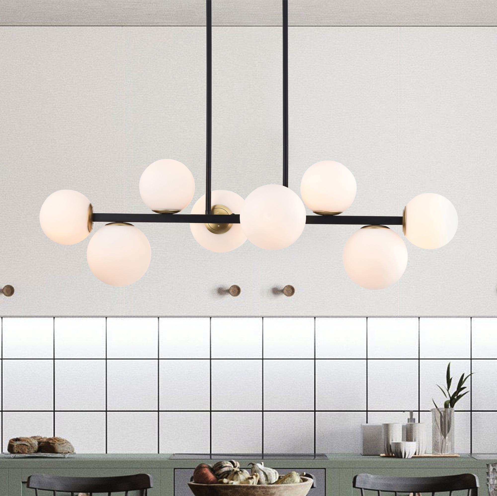 Pascaline 38 in. 8-Light Indoor Matte Black Finish Chandelier with Light Kit