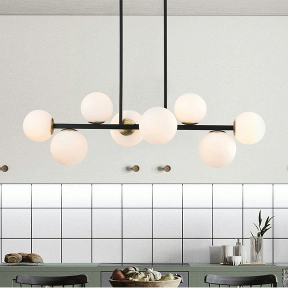 Pascaline 38 in. 8-Light Indoor Matte Black Finish Chandelier with Light Kit