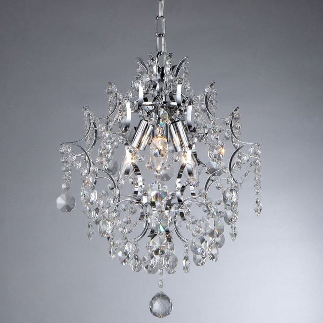 Polished Nickel 17" Crystal Pendant Light with Chrome Finish