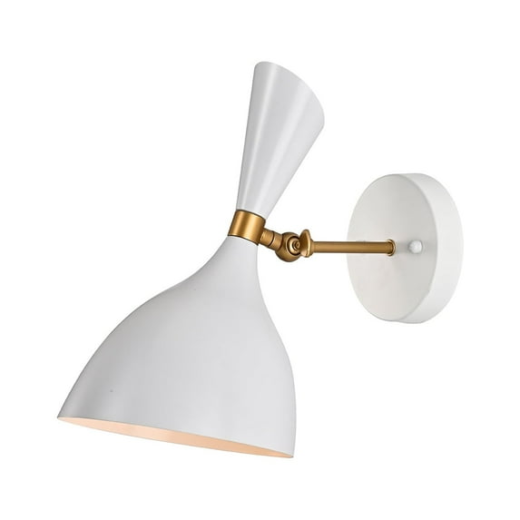Warehouse of Tiffany Richmond Matte White+Gold Curved Bowl Metal Shade 1-Light Wall Sconce