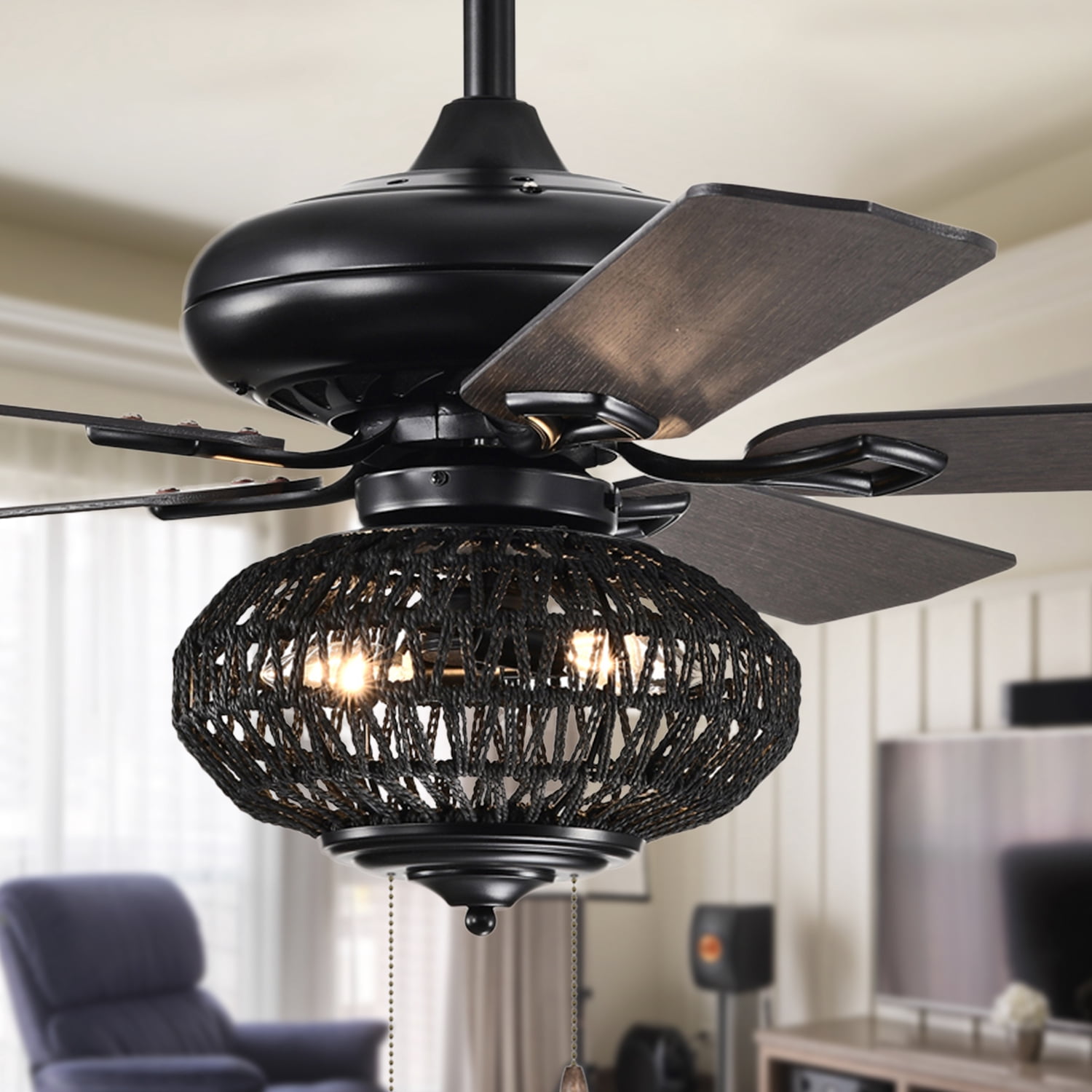 Warehouse of Tiffany Riconic 52-Inch Matte Black Lighted Ceiling Fan ...