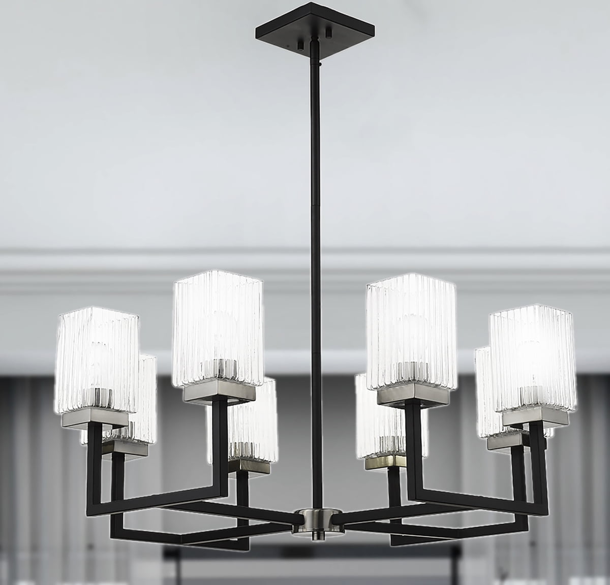 Warehouse of Tiffany Rigsby Black+Brushed Nickel 8-Light Linear ...