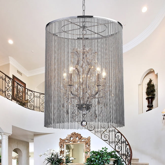 Rosalias Elegance Chrome Cage 6-Light Chandelier