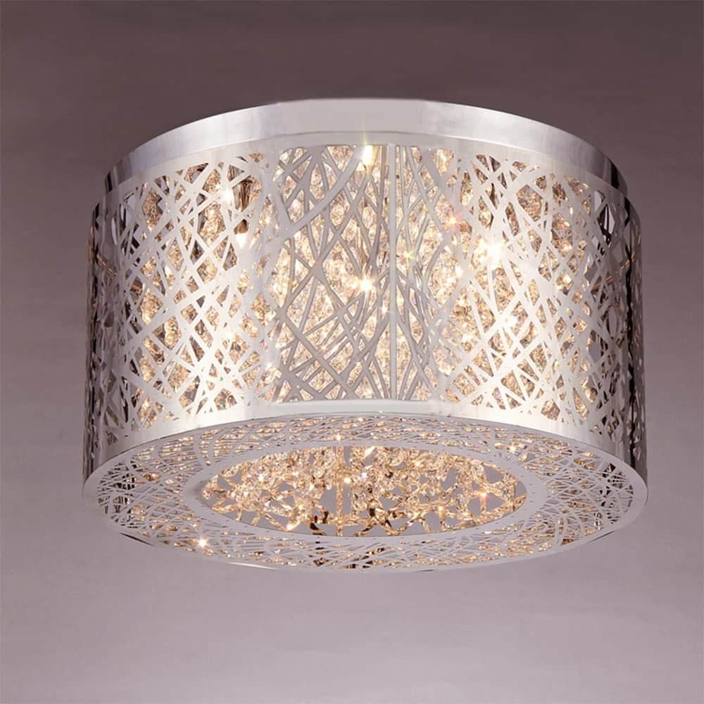 Chrome Drum Crystal 17'' Chandelier