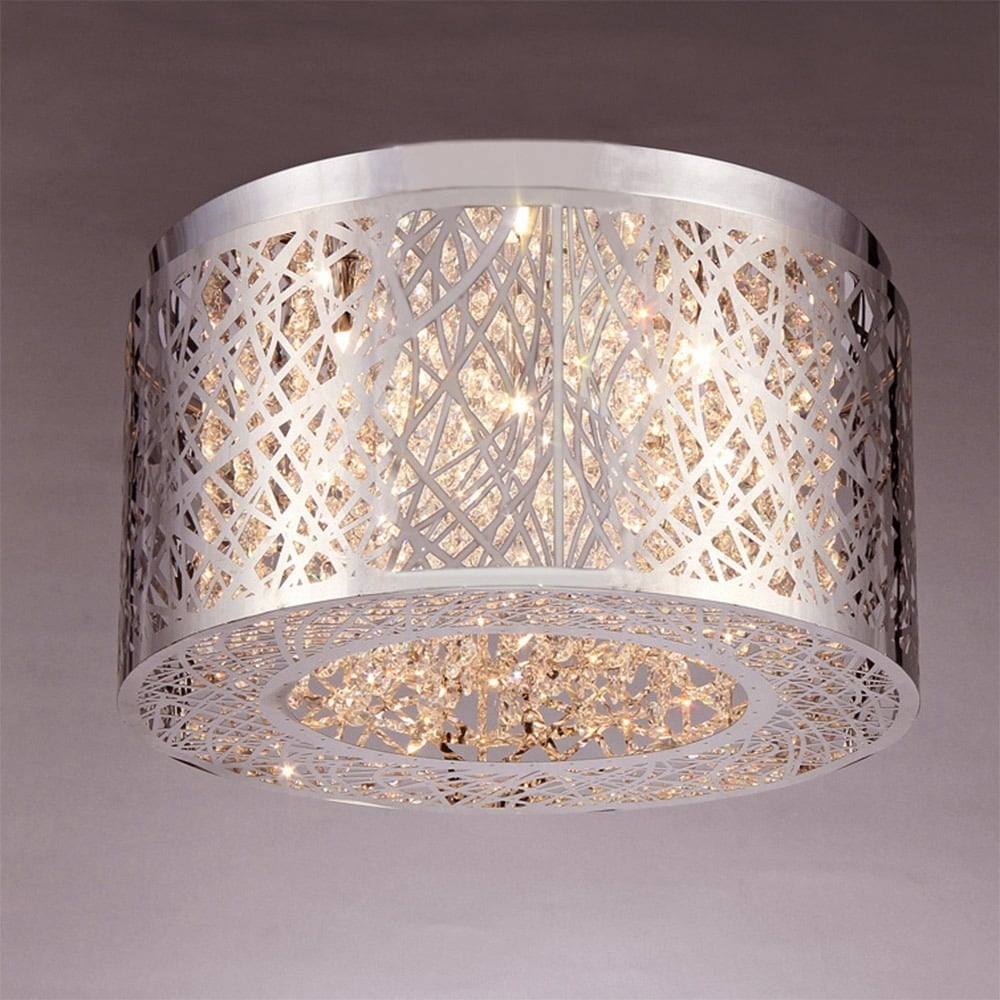 Chrome Drum Crystal 17'' Chandelier