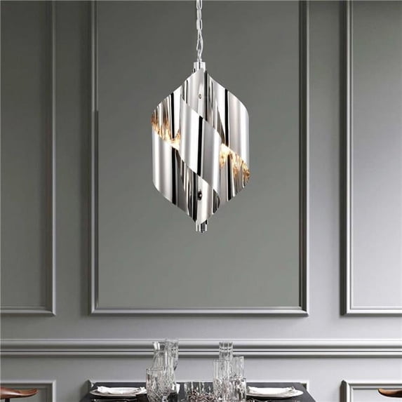 Ruzha 12 in. 4-Light Indoor Chrome and Silver Finish Pendant Light with Light Kit