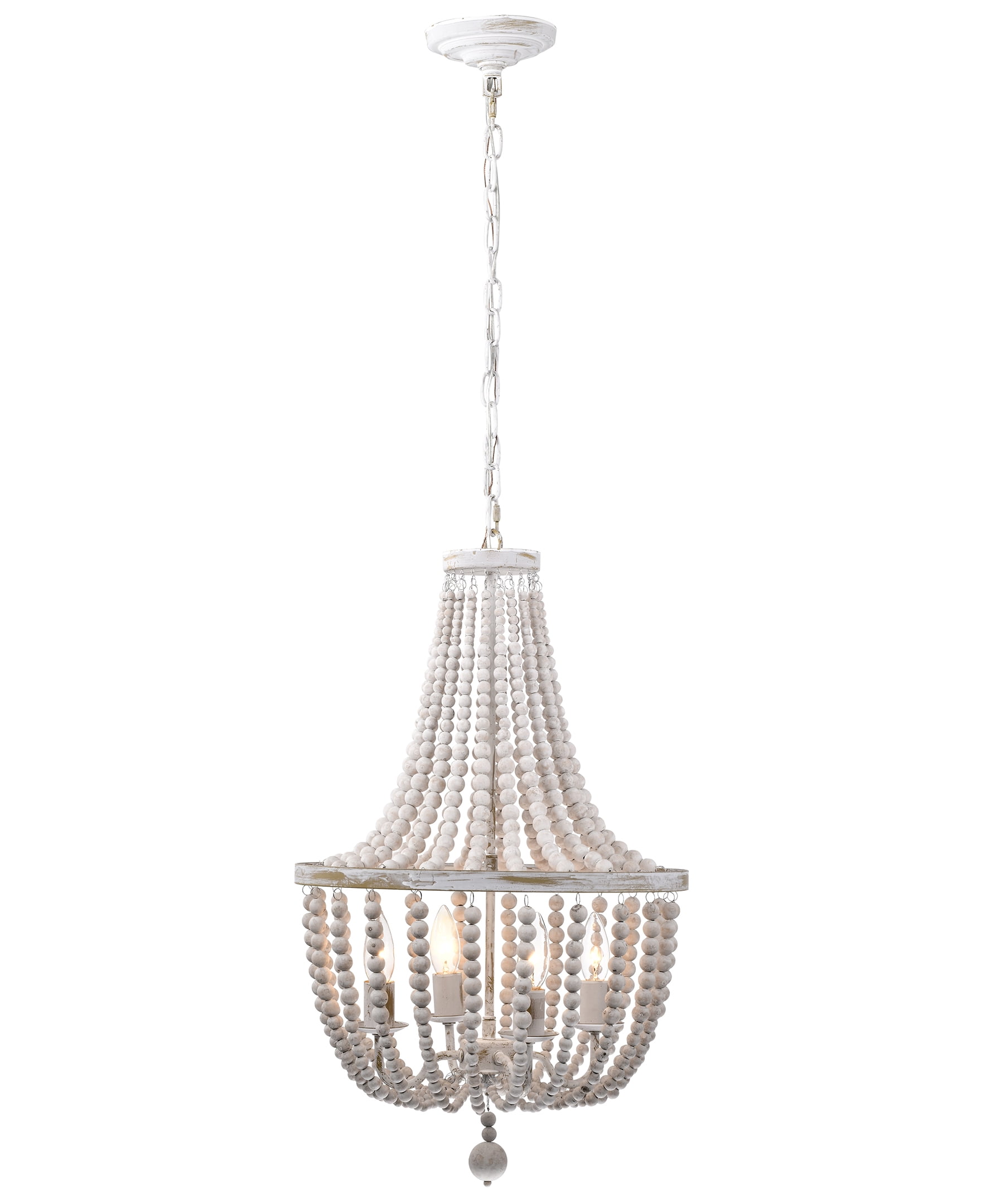 Samsa 16 in. 4-Light Indoor Weathered White and Matte Gold Finish Chandelier with Light Kit