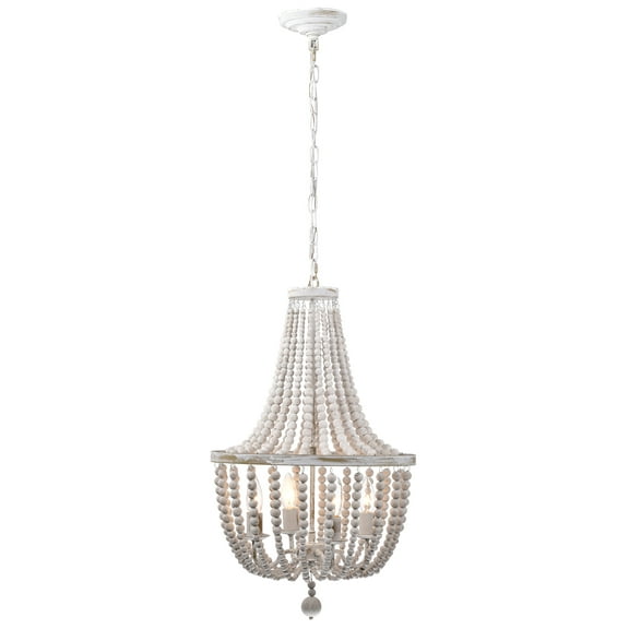 Samsa 16 in. 4-Light Indoor Weathered White and Matte Gold Finish Chandelier with Light Kit