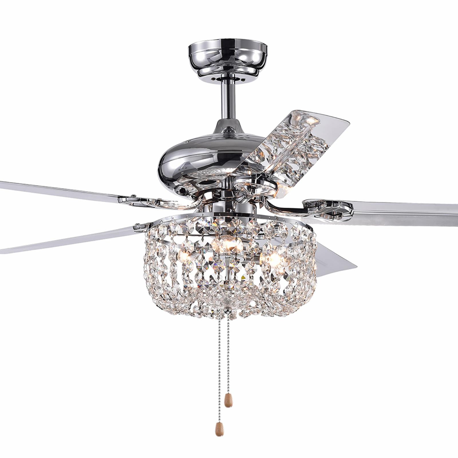 Warehouse of Tiffany Silver 49 in. 2Light Indoor Hand Pull Chain Ceiling Fan with Light Kit