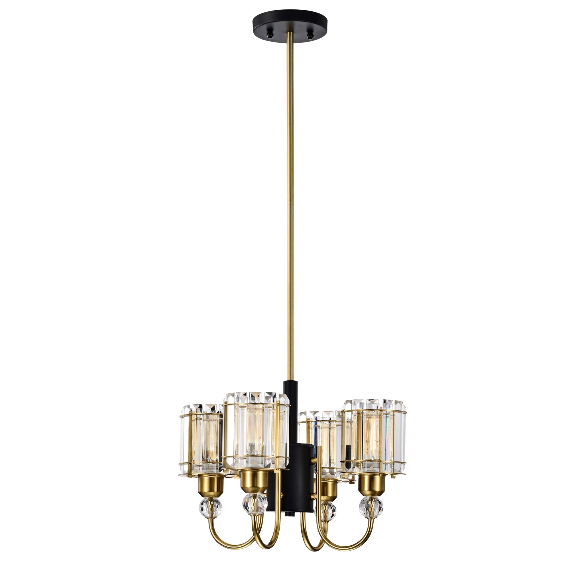 Sirita 16 in. 4-Light Indoor Matte Black and Brass Finish Chandelier with Light Kit
