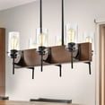 thumbnail image 1 of Warehouse of Tiffany Solvyr Forged Black Metal and Wood 6-Light Chandelier with Clear Glass Tube Shades, 1 of 2