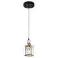 thumbnail image 1 of Sree 6 in. 1-Light Indoor Matte Black and Brass Finish Pendant with Light Kit, 1 of 5