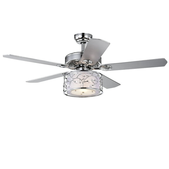Warehouse of Tiffany Swerl 52-inch 1-Light Lighted Ceiling Fan with Multi-Layered Shade Remote Controlled