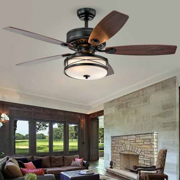 Warehouse of Tiffany Ti Fen Matte Black 52-inch 5 Blade Ceiling Fan