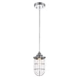 thumbnail image 1 of Warehouse of Tiffany Tiago Chrome 1 Light Clear Glass Shade Pendant Lamp, 1 of 5