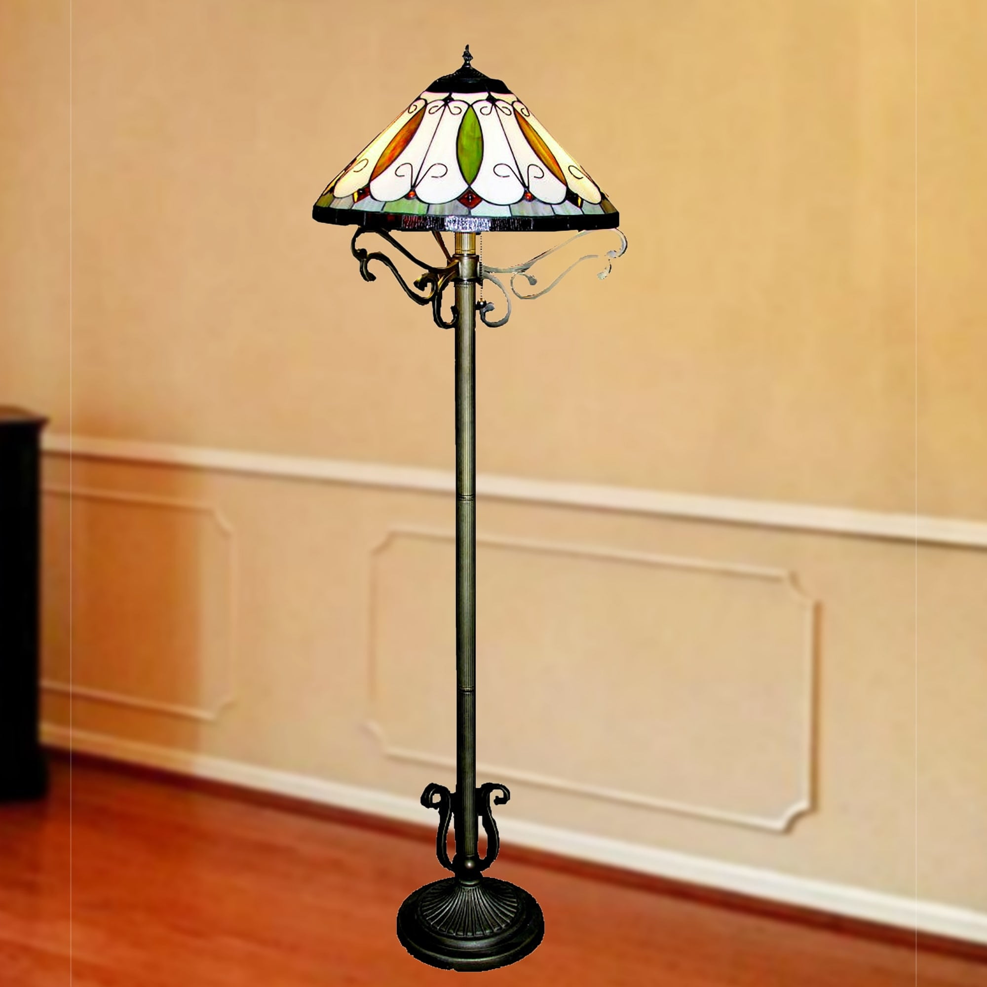 Curly 21 in. 2-Light Indoor Black Finish Floor Lamp with Light Kit