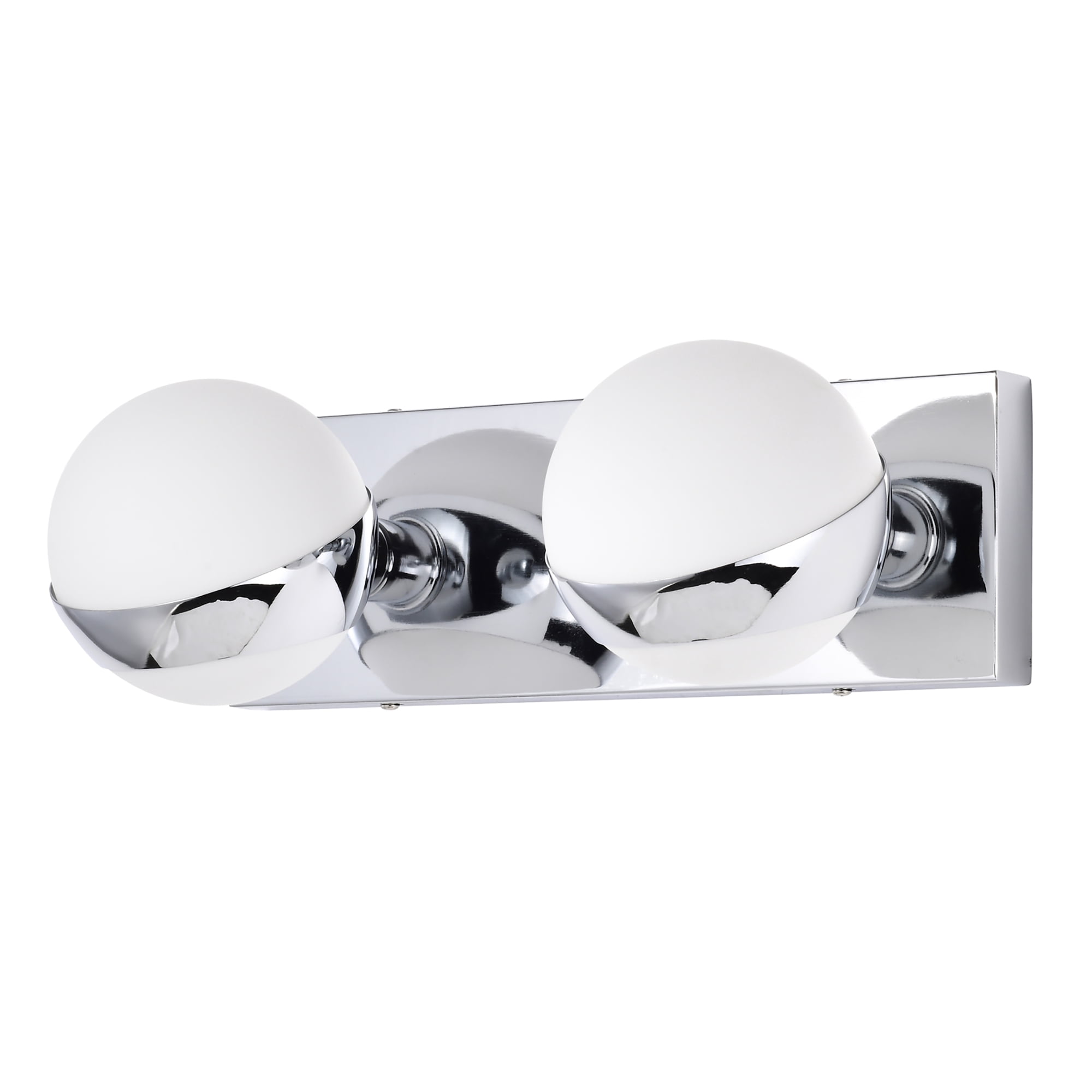 Warehouse of Tiffany Tomy 14 Inch Chrome Finish Orb Opaque Glass Wall Sconces 2 Light