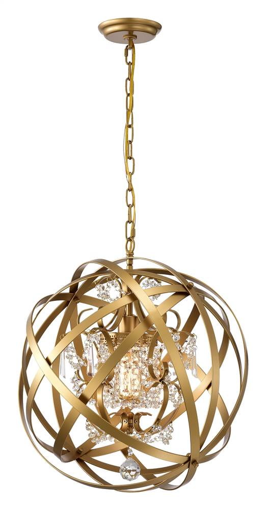 Warehouse of Tiffany Verite 19 Inch Matte Gold with 1 Light Chandelier with Globe Metal Shade