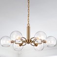 thumbnail image 1 of Warehouse of Tiffany Vittali Gold Clear Glass Branched Globe Shade 6-Light Chandelier, 1 of 1