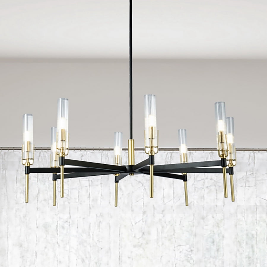Hirsha 33 in. 8-Light Indoor Black and Gold Finish Chandelier with Light Kit