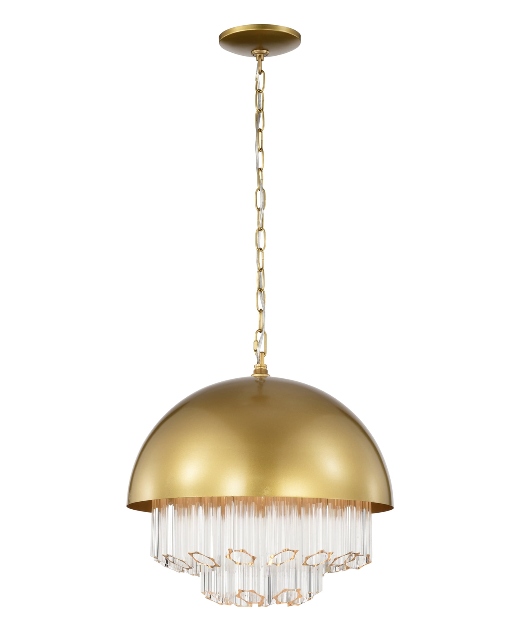 Wiskass 16 in. 4-Light Indoor Satin Gold Finish Chandelier with Light Kit