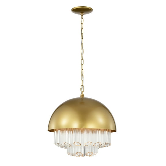 Wiskass 16 in. 4-Light Indoor Satin Gold Finish Chandelier with Light Kit