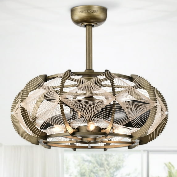 Xhosa 25 in. 5-Light Indoor Brass Finish Ceiling Fan with Light Kit