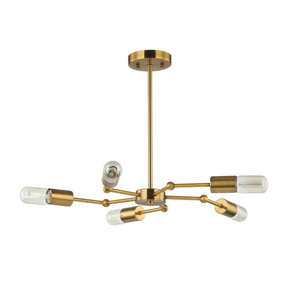 Warehouse of Tiffany Yuyor 5-Light Brass Single Tier Chandelier Elbowed Rods
