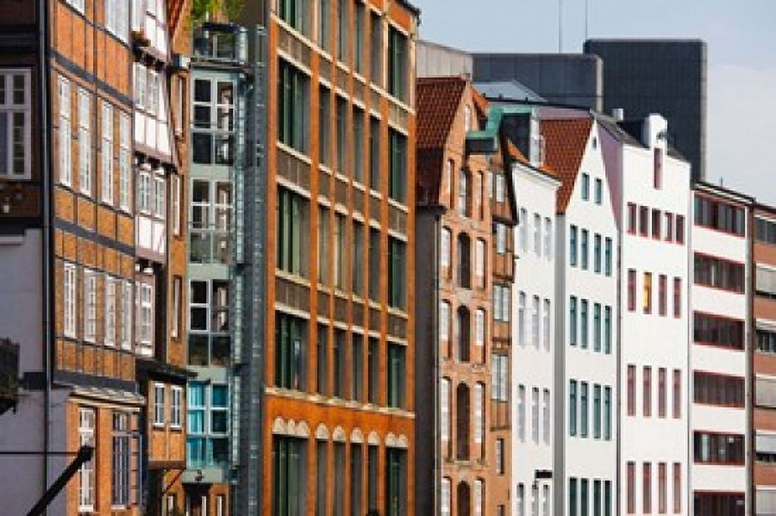 Warehouses in a row Nicolai Fleet Canal Hamburg Germany Canvas Art - Panoramic Images (36 x 24)