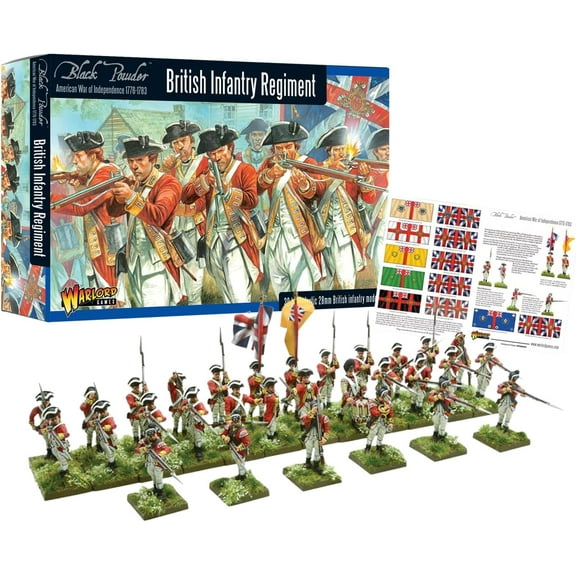Wargames Delivered - American War of Independence: Black Powder British Regiment, 28mm Miniature Wargaming - 36 Infantry, 4 Page Guide, 12 Flags, Digital Bundle-WW2 Figures Model Kits by Warlord Games