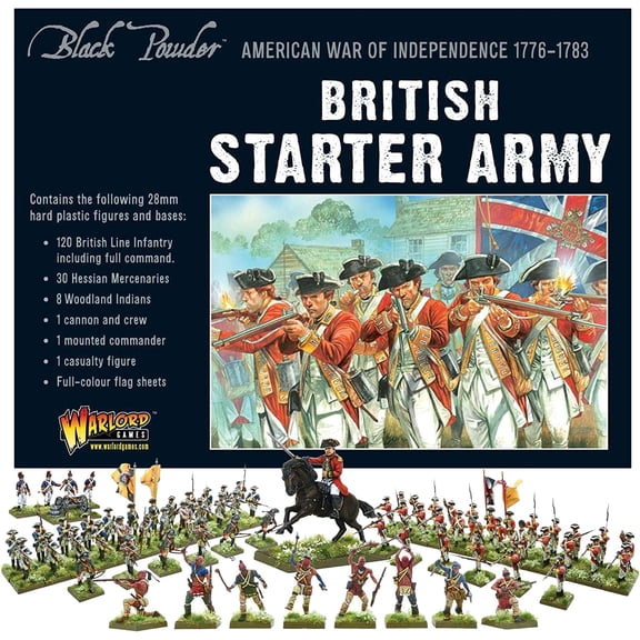 Wargames Delivered American War of Independence British Army starter set, 28mm Miniatures - 160 Infantry, 1 Cavalry, War Machine, Crew, Digital Bundle Model Kits by Warlord Games
