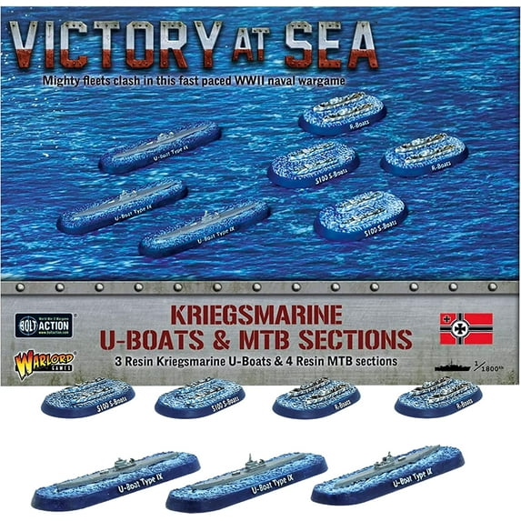 Wargames Delivered Victory at Sea Kriegsmarine U-Boats & MTB Sections WW2 Action Figures Includes 7 Vessels, Ship Cards, and Digital Bundle – Battleship Plastic Model Kit by Warlord Games
