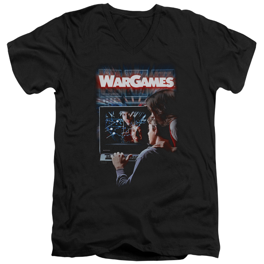 Wargames Poster Adult V-Neck T-Shirt 30/1 T-Shirt Black - image 1 of 1